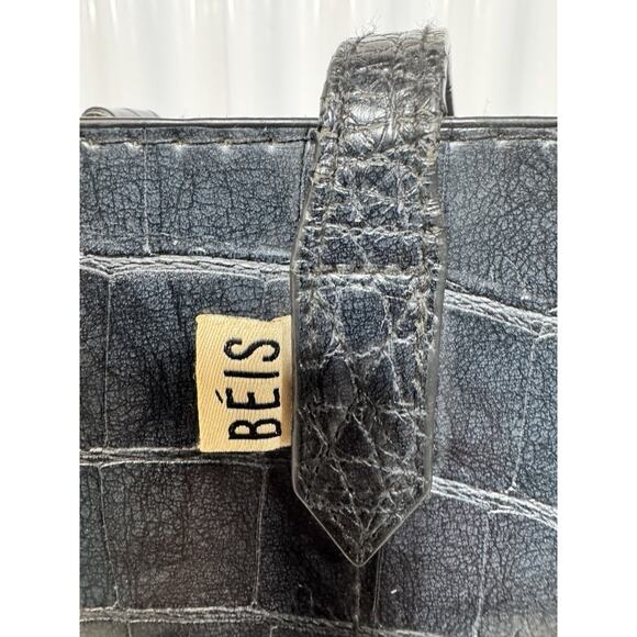 Beis Large Tote Navy Blue Croc Pattern With Multiple Pockets *No Shoulder Strap - Picture 4 of 5